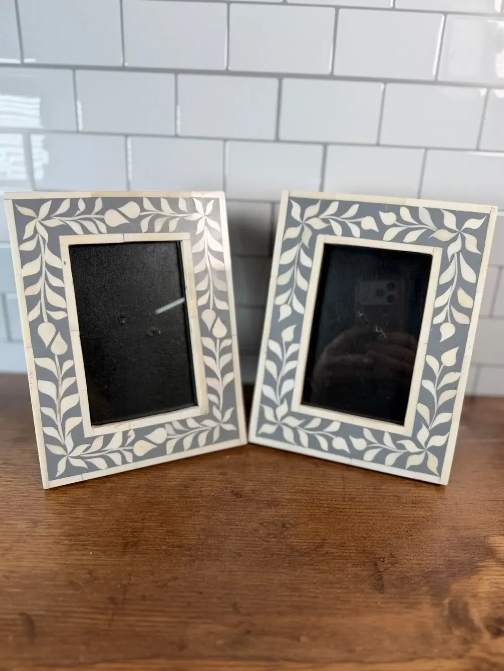 Pair of Handcrafted Bone Inlay Photo Frames - Made in India